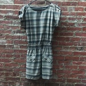 Black and Tan Gathered Waist Dress